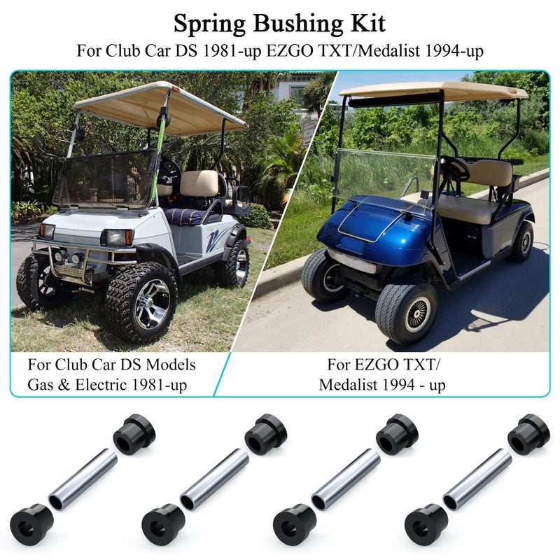 9.99WORLD MALL Golf Cart Rear Leaf Spring Bushings & Sleeves Kit for EZGO TXT/Medalist (94+) Gas/Electric, Club Car DS 1992-up, Include 8 Bushings 4 Metal Spacers - Image 3